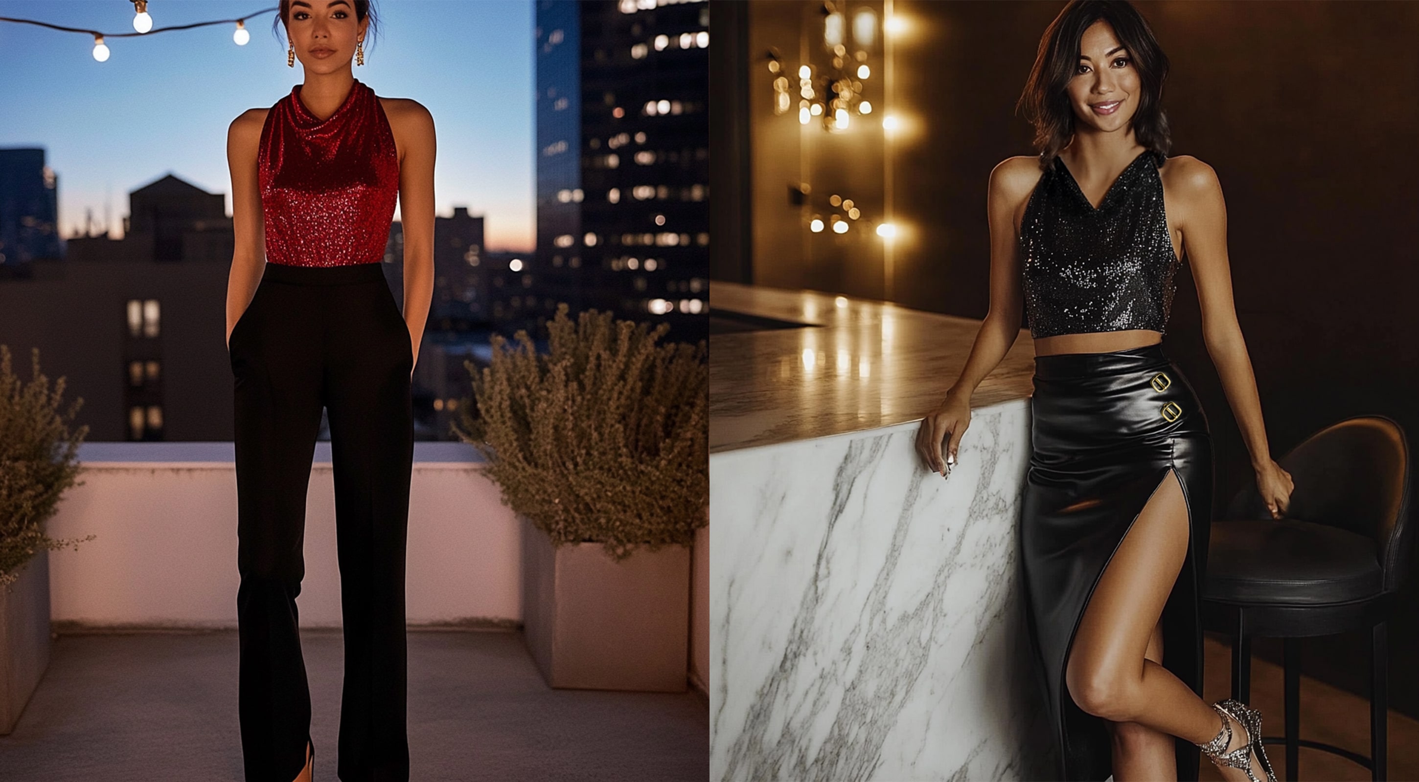 Light Up New Year’s Eve: Two Dazzling Outfits for a Night to Remember 