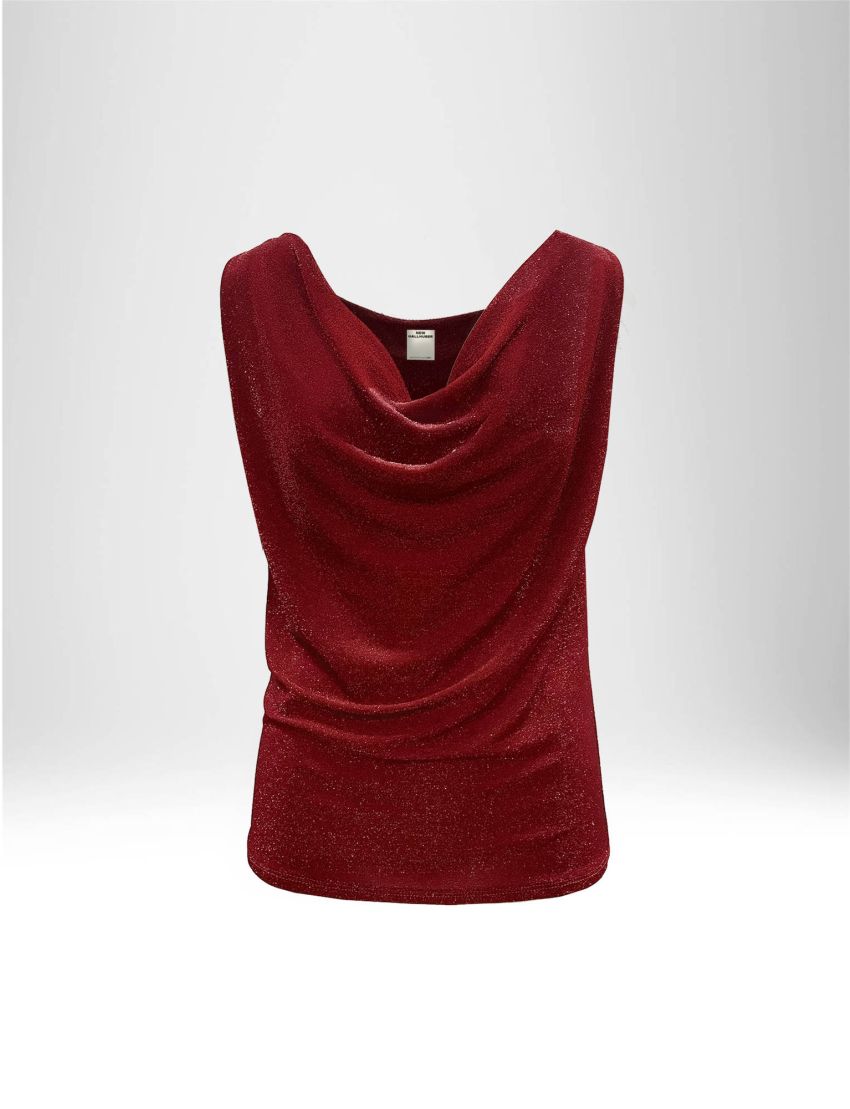 LUREX JERSEY DRAPED NECKLINE TANK TOP