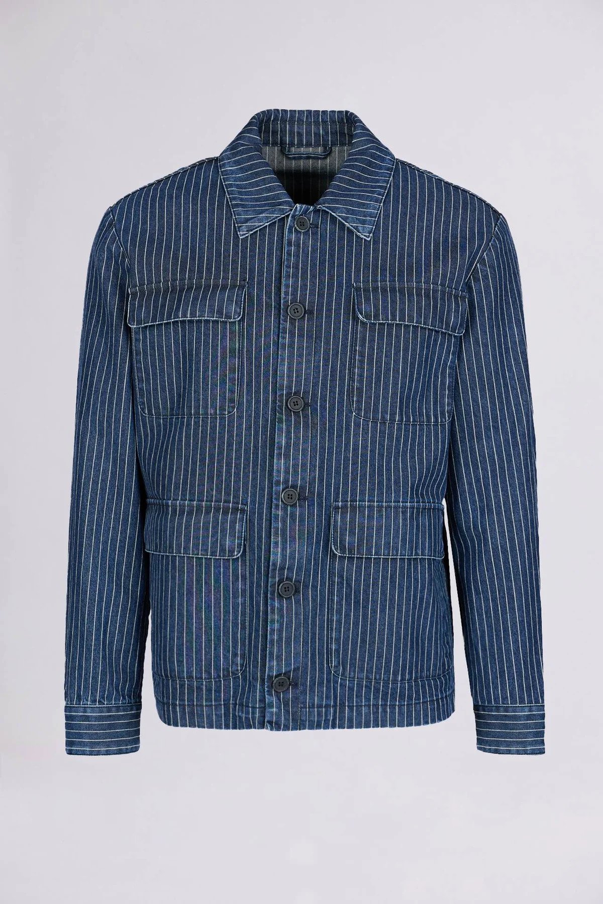 PINSTRIPE DENIM WORKWEAR JACKET